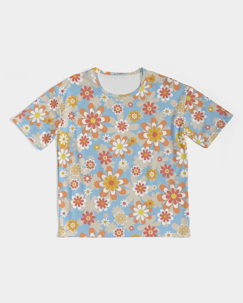 Blue Blooming Mod Floral Men's Premium Heavyweight Tee