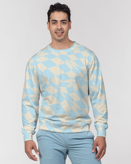 Blue & Vanilla Ripple Check French Terry Pullover Sweatshirt