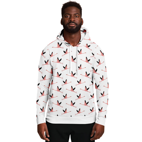 Flying Flamingos White Unisex Hoodie