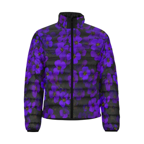 Midnight Purple Flower Men's Lightweight Puffer Jacket
