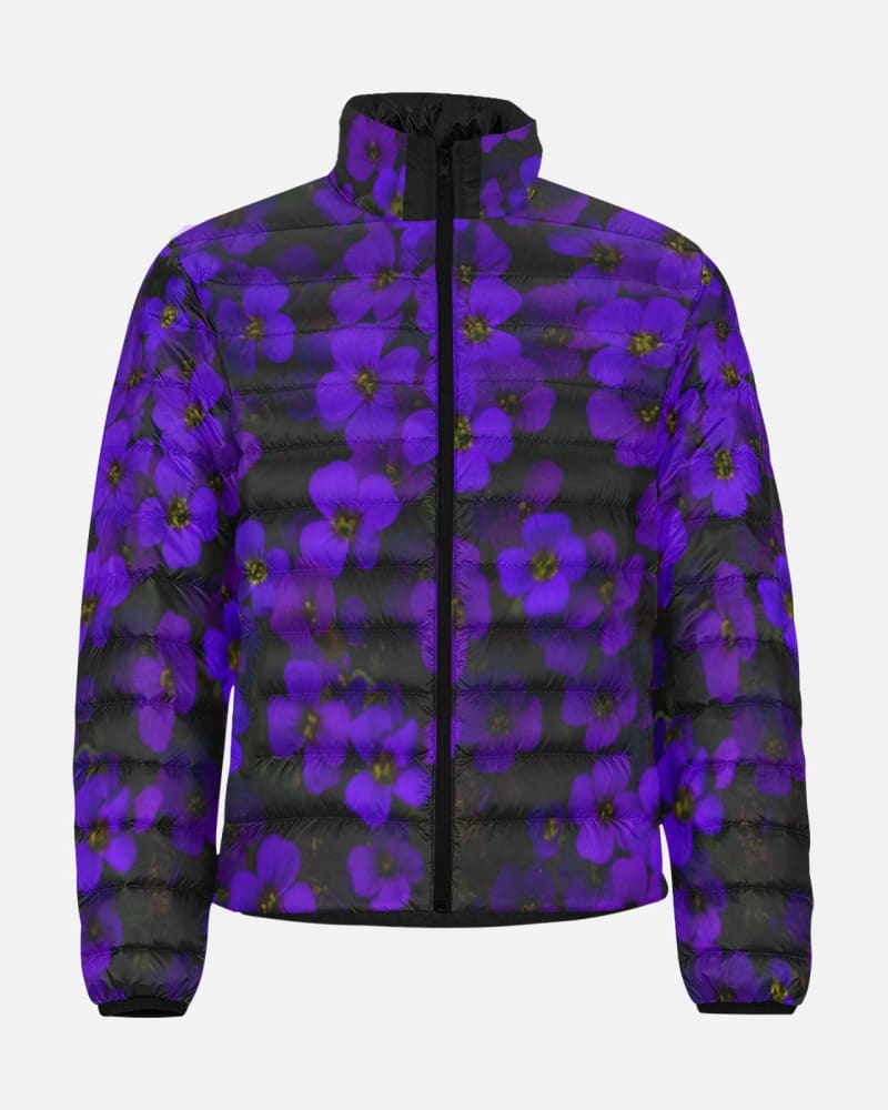 Load image into Gallery viewer, Midnight Purple Flower Men&amp;#39;s Lightweight Puffer Jacket
