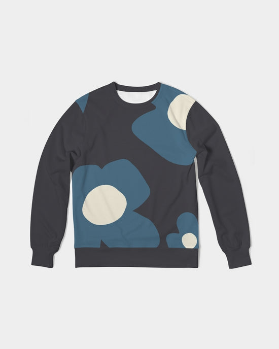 Abstract Flowers French Terry Crewneck Pullover Sweatshirt