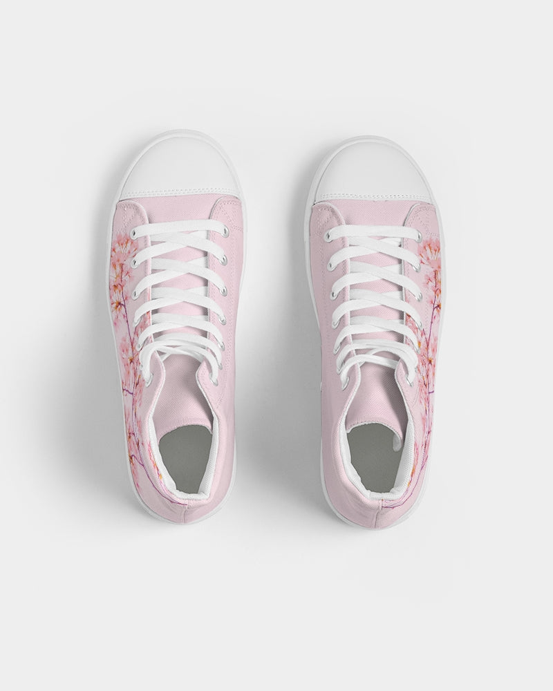 Pink Cherry Blossom Women's Hightop Canvas Shoe