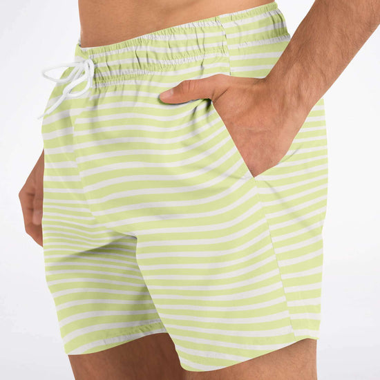 Lime Wave Stripes Swim Shorts