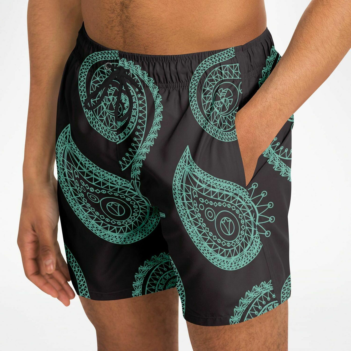 Mint Paisley Swim Shorts