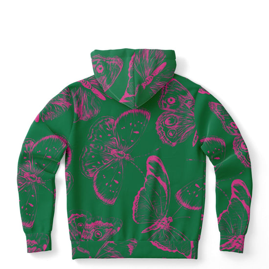 Green Fuchsia Butterflies Unisex Hoodie