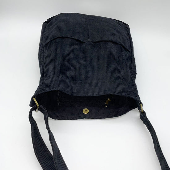 Black Corduroy Crossbody Bag