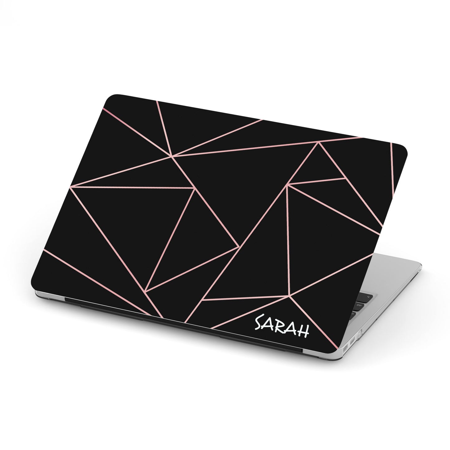 Personalized Macbook Hard Shell Case - Black & Pink Simple Geometric