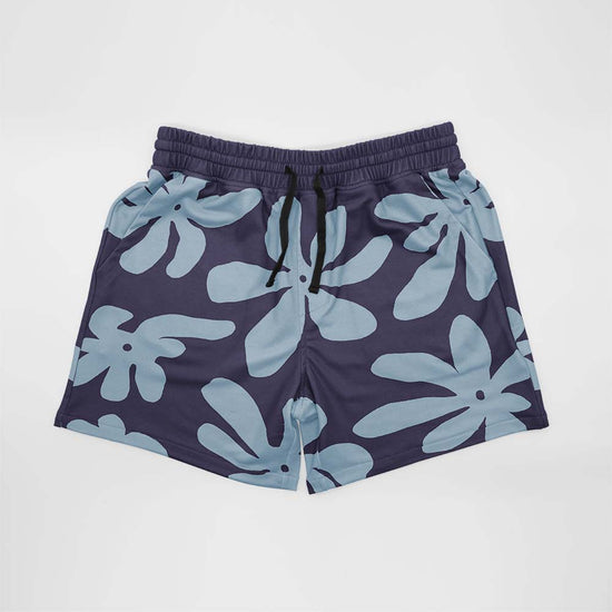 Blue Flowers Mid Length Shorts