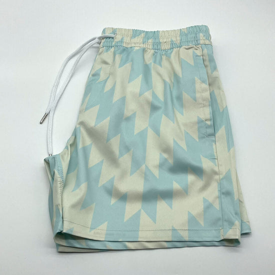 Load image into Gallery viewer, Blue Zig Zag Swim Shorts (S2)
