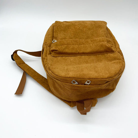Load image into Gallery viewer, Brown Khaki Corduroy Backpack
