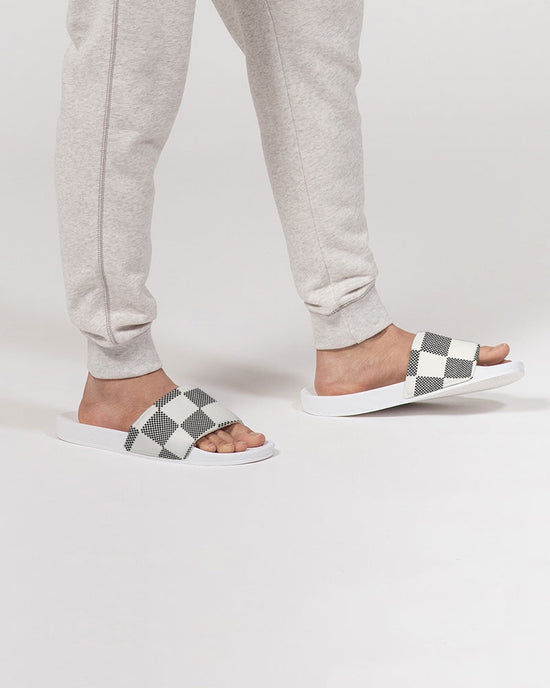 Black & Cream Check Men's Slide Sandals