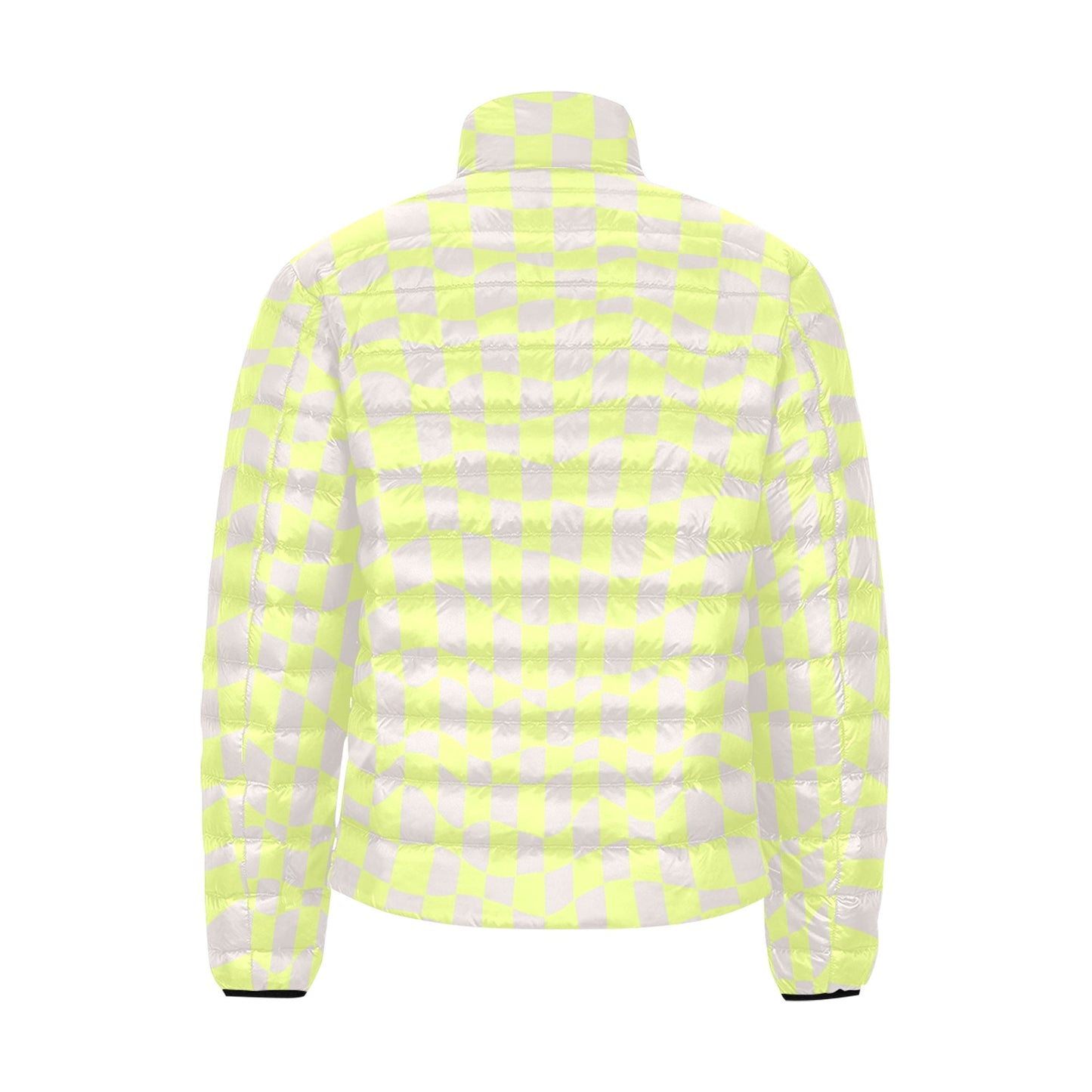 Lime & Sand Abstract Checkerboard Lightweight Puffer Jacket