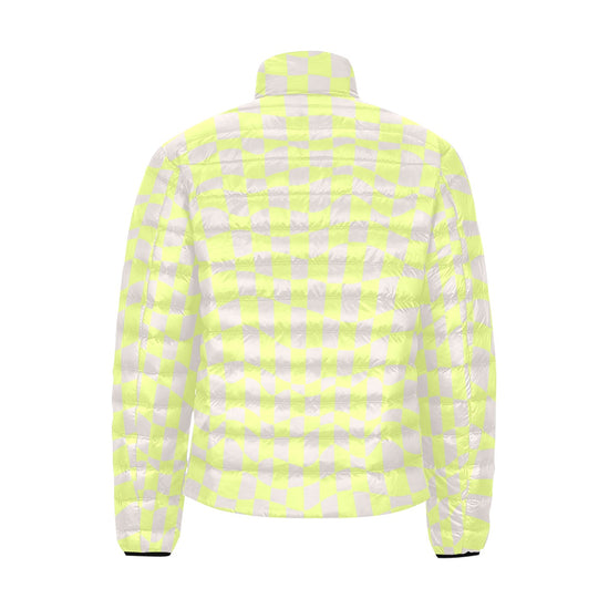 Lime & Sand Abstract Checkerboard Lightweight Puffer Jacket