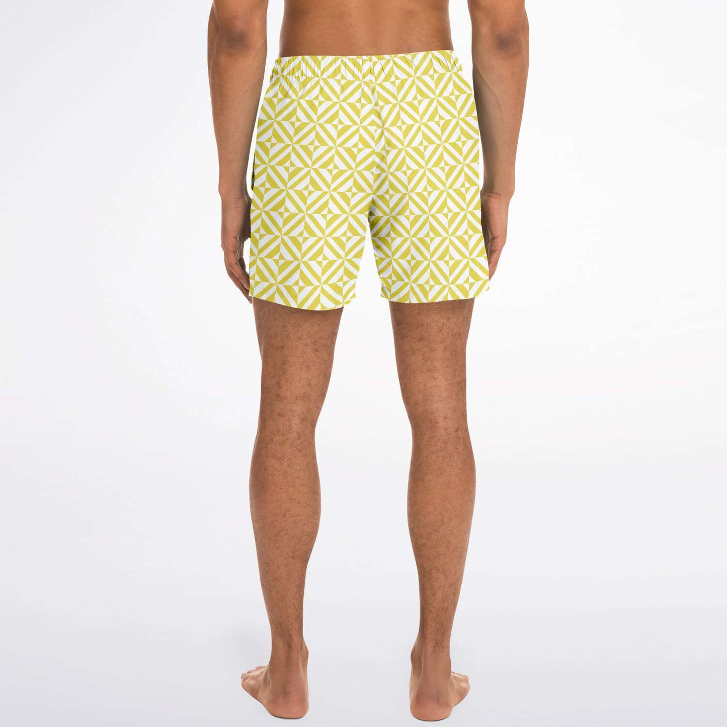 Yellow Geometric Pattern Swim Shorts