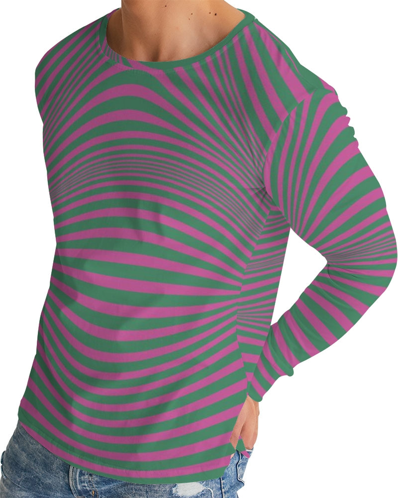 Fuchsia & Green Optical Men's Long Sleeve Tee