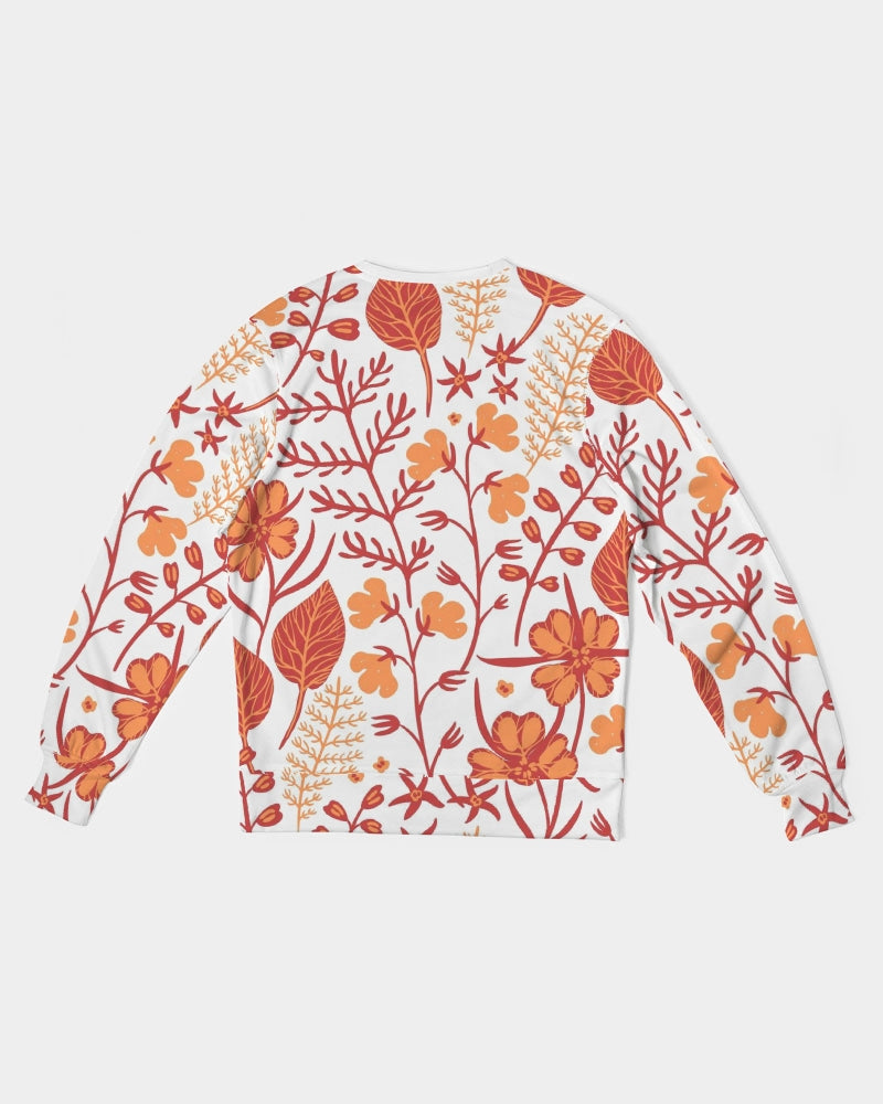 Orange Retro Garden Men's French Terry Pullover Sweatshirt