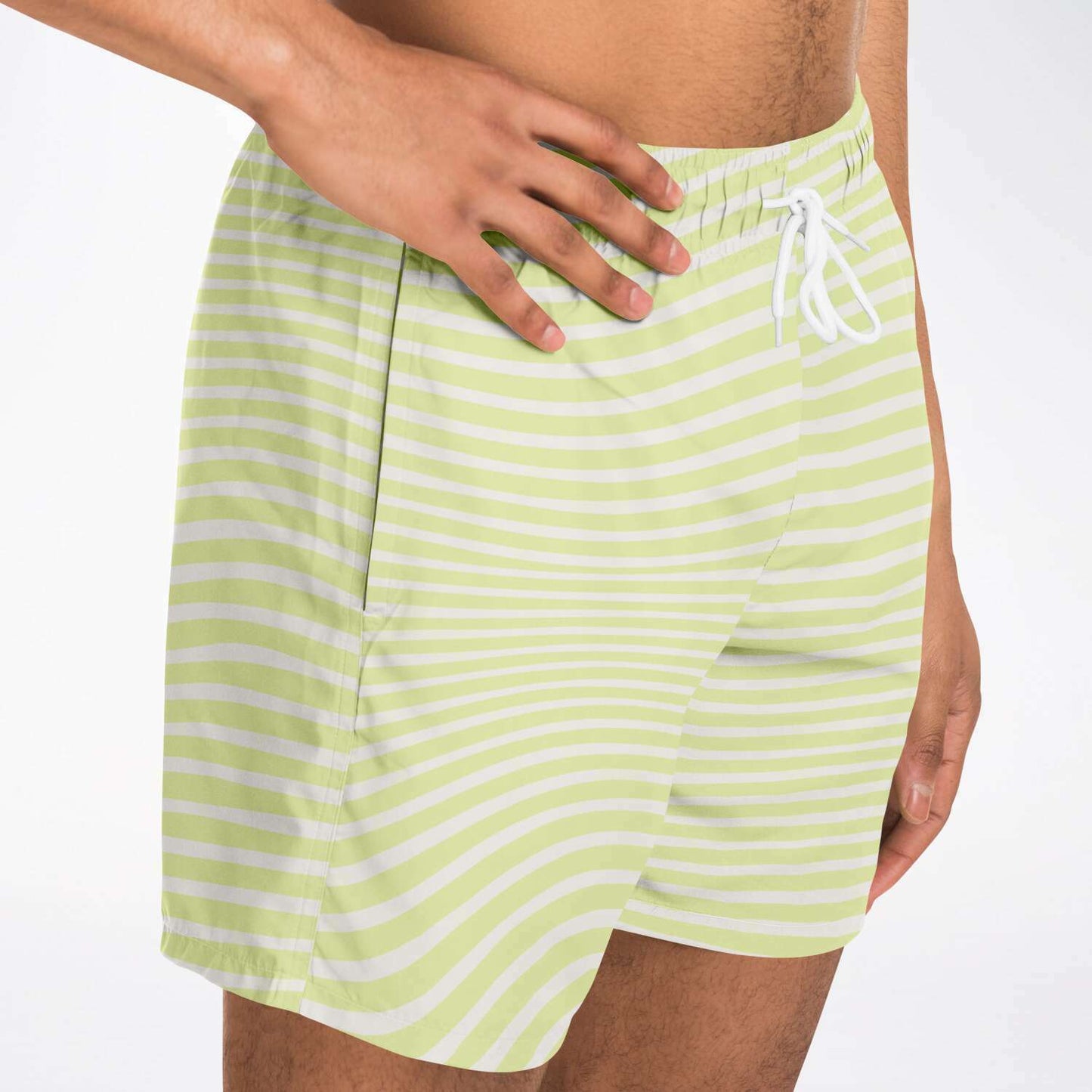 Load image into Gallery viewer, Lime Wave Stripes Swim Shorts
