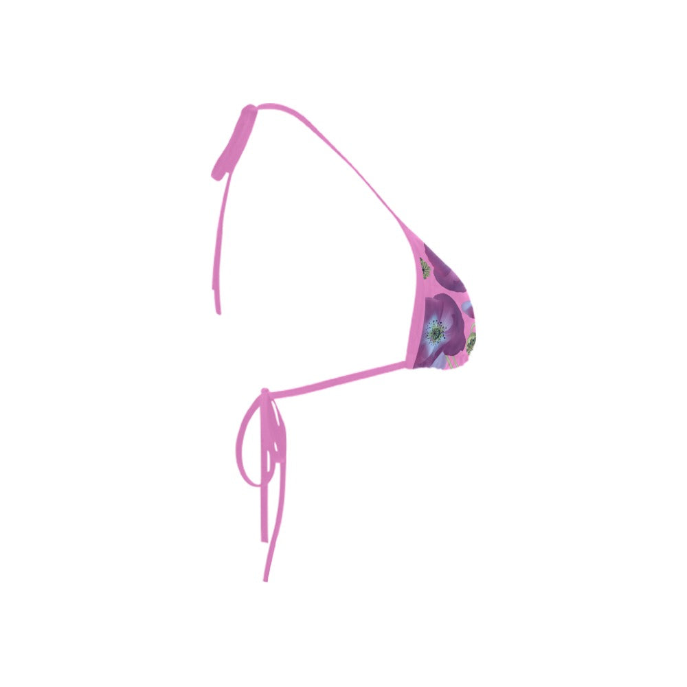 Violet Poppies Bikini Top