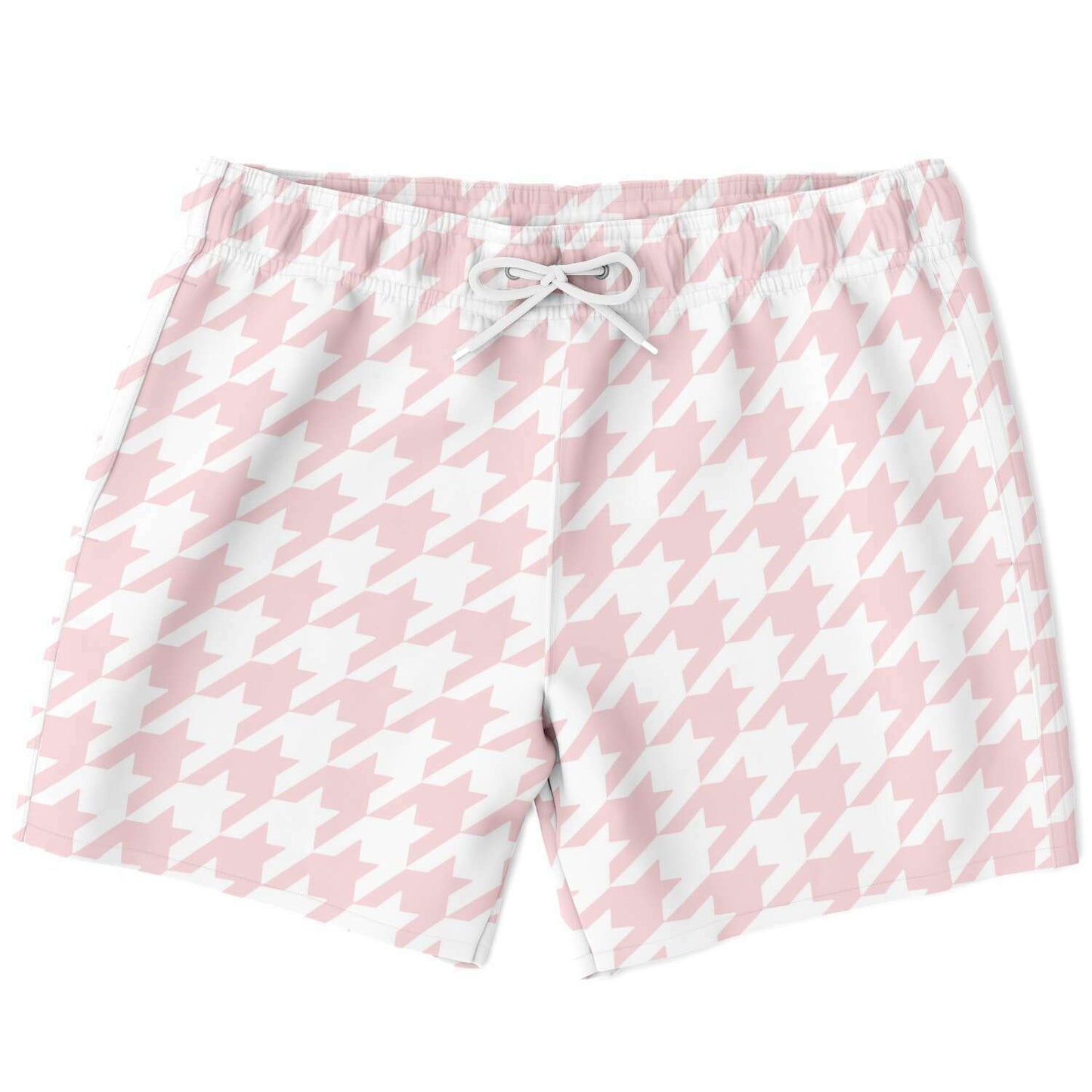 Pale Pink Houndstooth Swim Shorts
