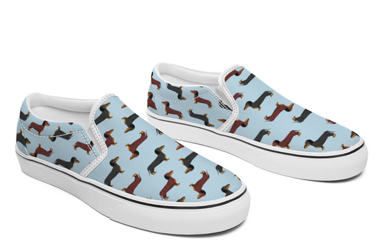 Dachshund Blue Slip On Unisex Canvas Shoes