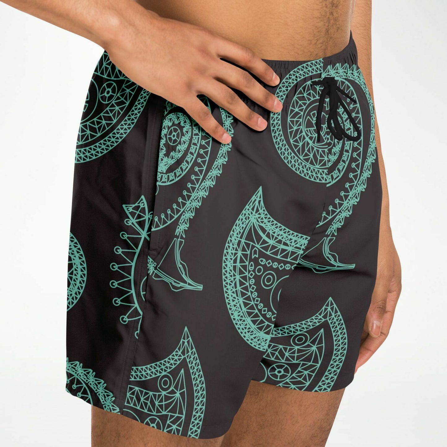 Mint Paisley Swim Shorts