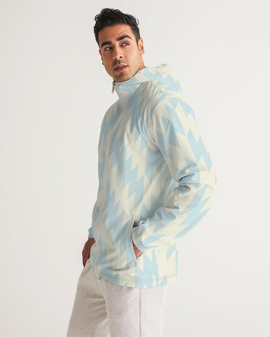 Blue Zig Zag Men's Windbreaker Jacket