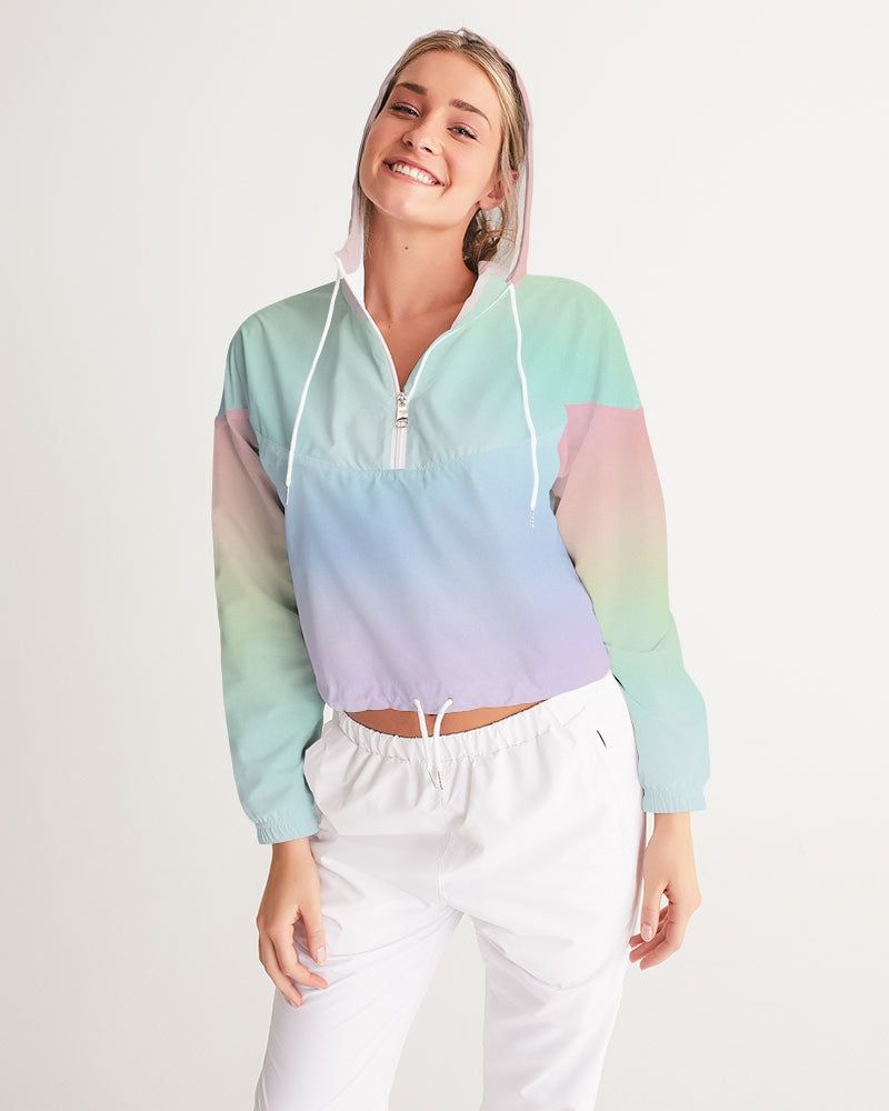 Soft Rainbow Cropped Windbreaker Jacket