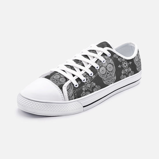 Black Skull Paisley Low Top Canvas Shoes