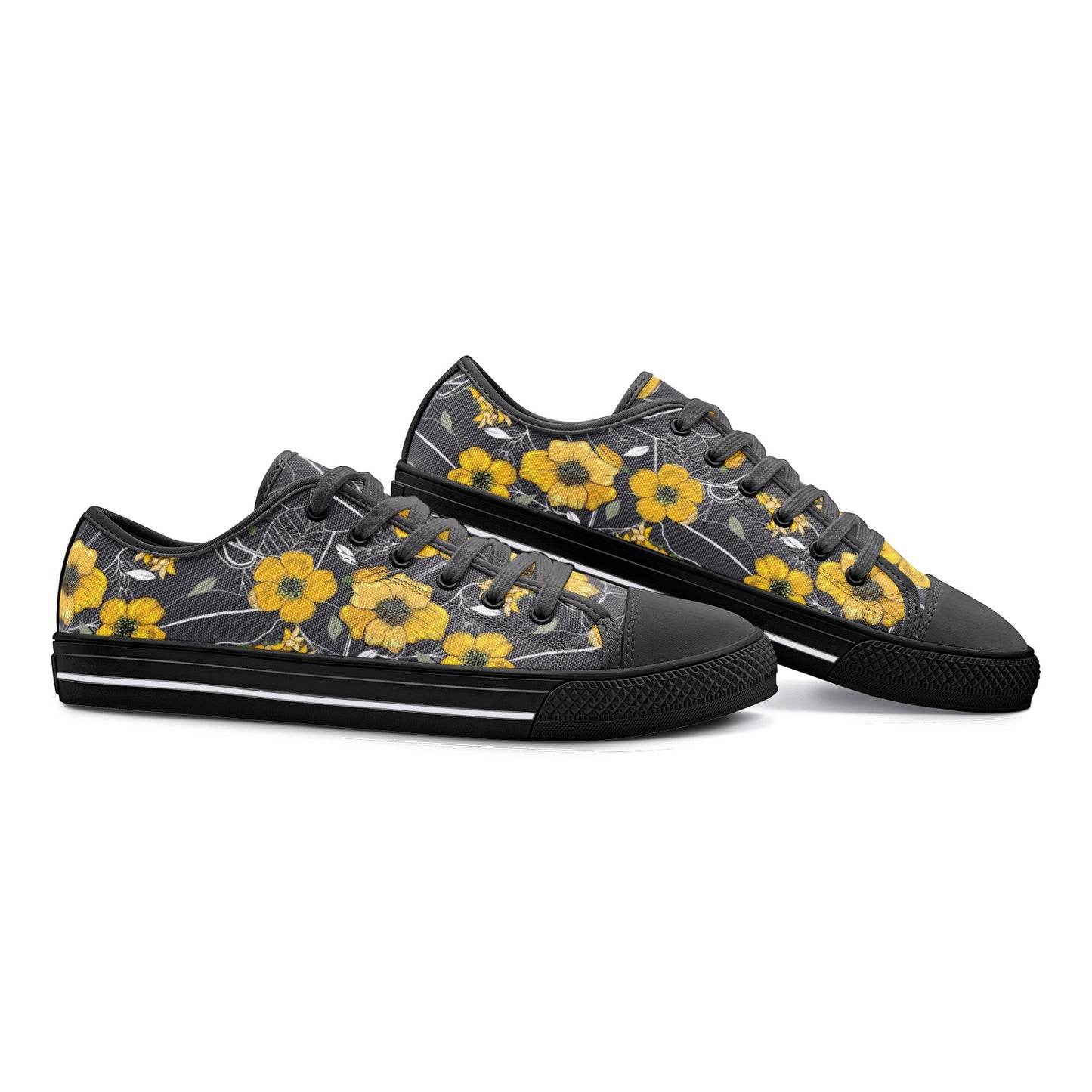 Load image into Gallery viewer, Yellow Floral Unisex Low Top Canvas Shoes

