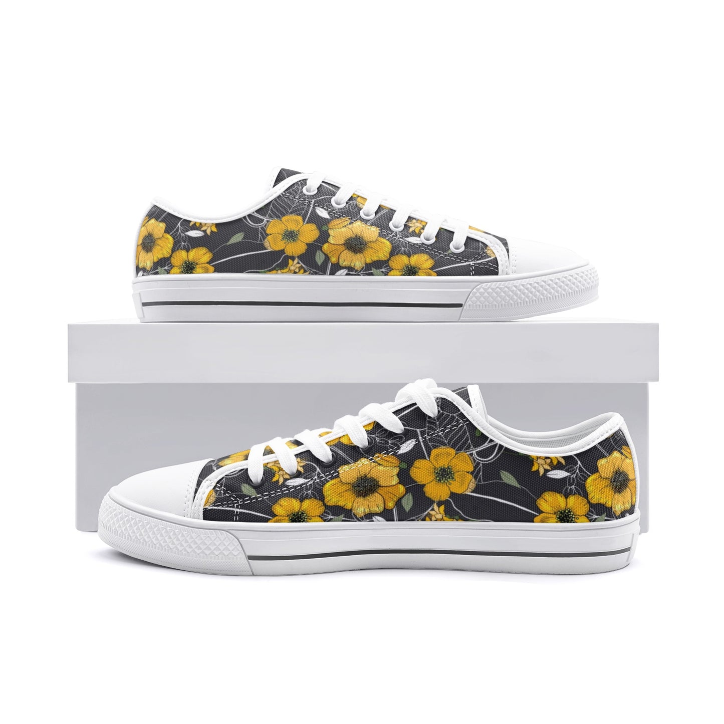 Load image into Gallery viewer, Yellow Floral Unisex Low Top Canvas Shoes
