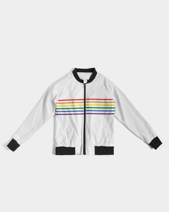 Load image into Gallery viewer, Rainbow Thin Stripes Women&amp;#39;s Bomber Jacket
