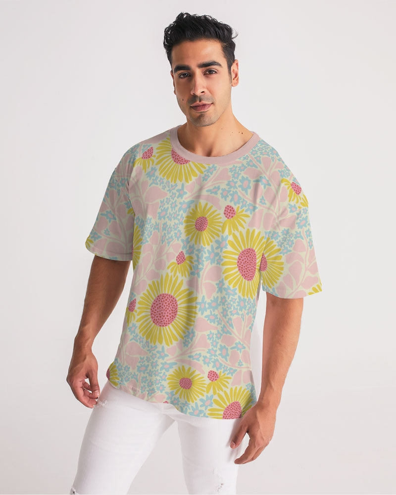 Load image into Gallery viewer, Retro Sunflowers Pink Men&amp;#39;s Premium Heavyweight T Shirt
