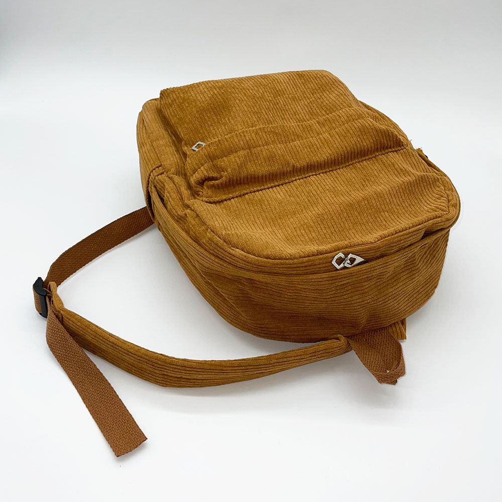 Brown Khaki Corduroy Backpack