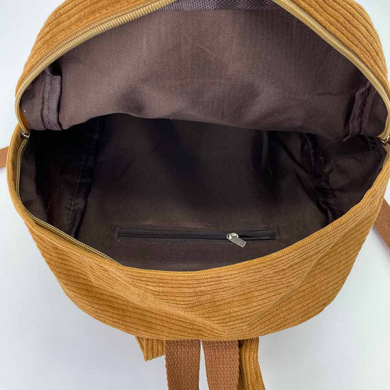 Load image into Gallery viewer, Brown Khaki Corduroy Backpack
