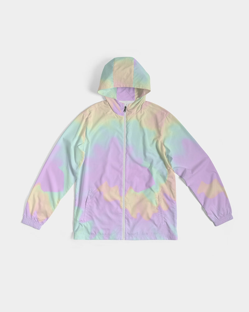 Lilac Mint Tie Dye Men's Windbreaker Hooded Jacket
