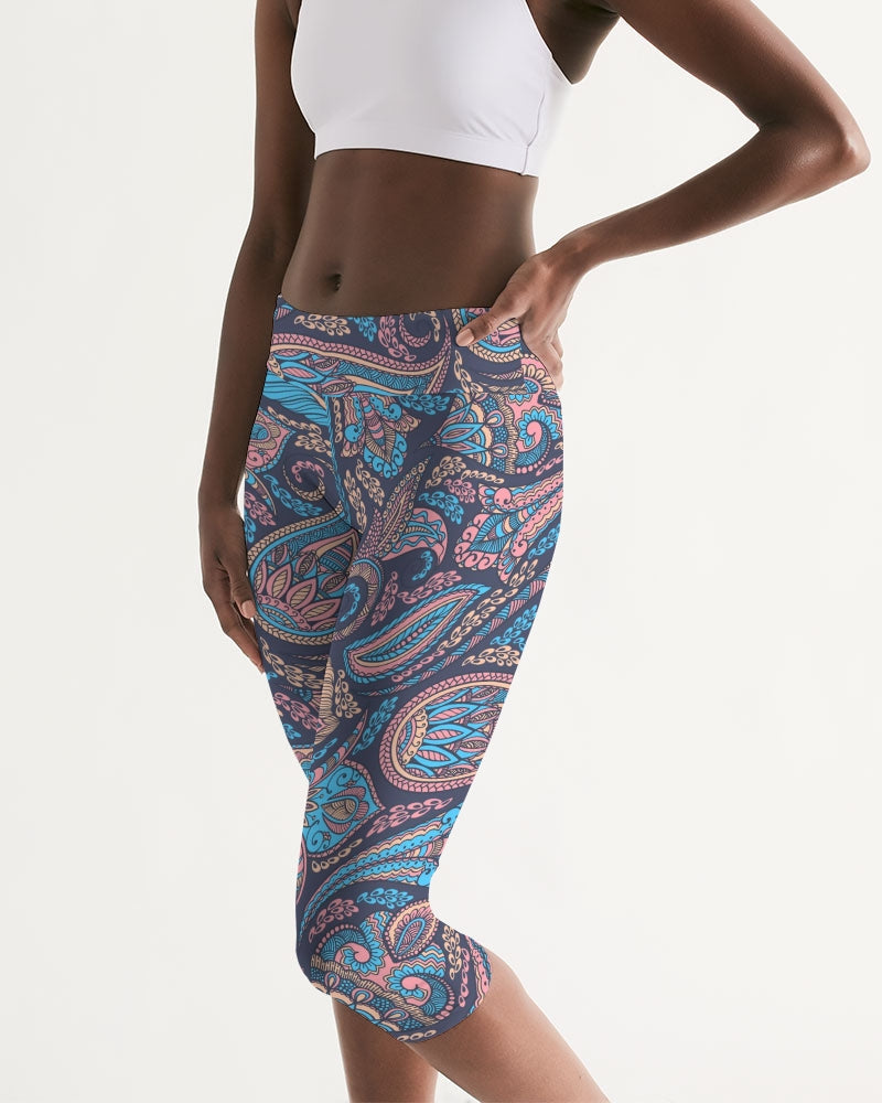 Perfect Paisley Women's Mid-Rise Capri Leggings