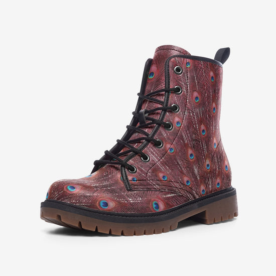 Red Peacock Lace Up Boots