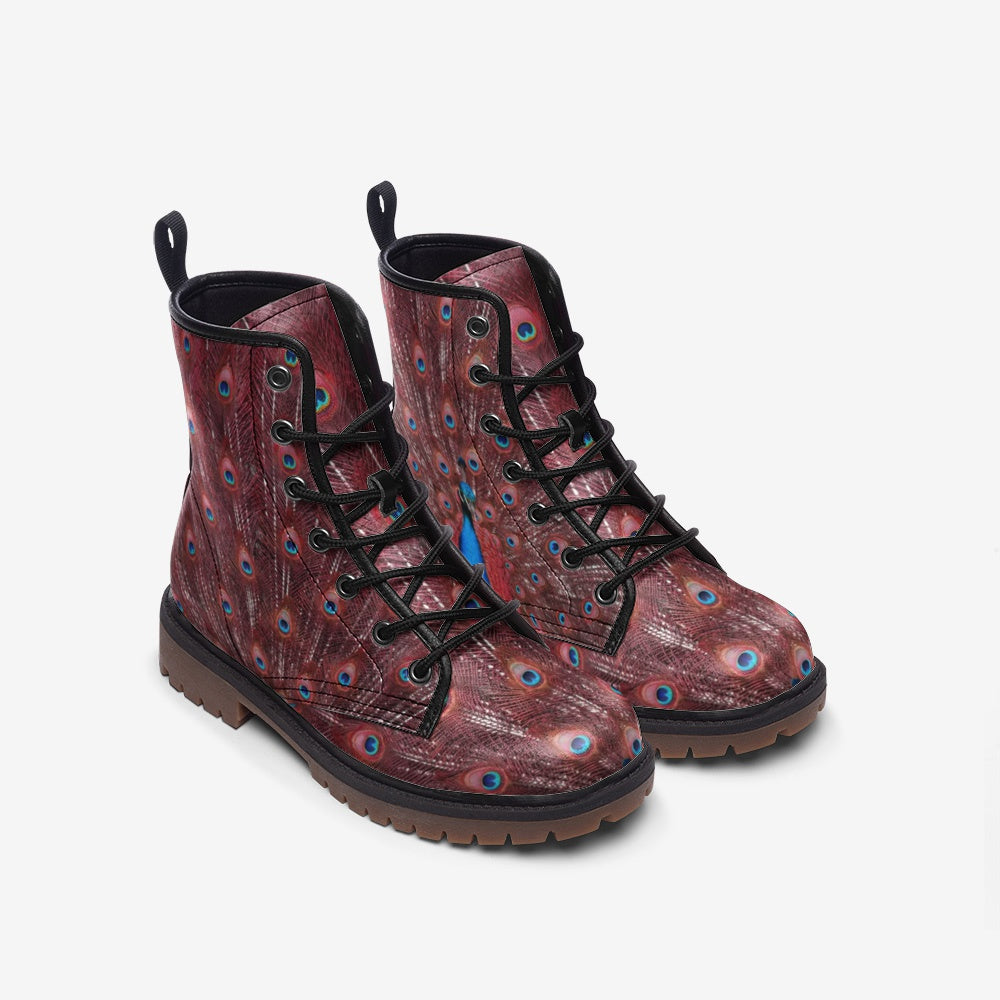 Red Peacock Lace Up Boots