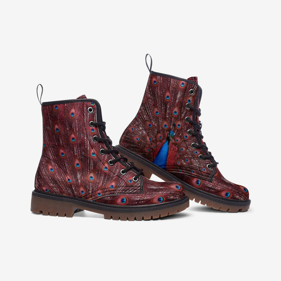 Red Peacock Lace Up Boots