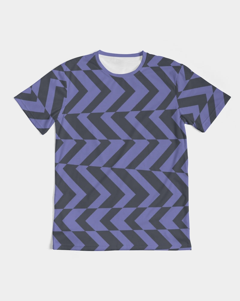 Blue Violet Charcoal Abstract Striped Men's T Shirt