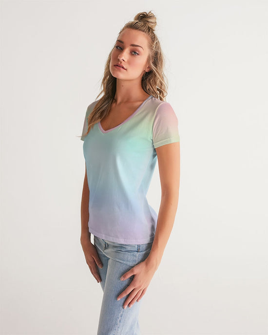 Soft Rainbow V-Neck T Shirt