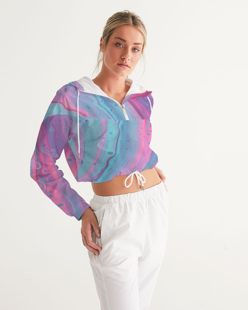 Marshmallow Marbled Women's Cropped Windbreaker Jacket