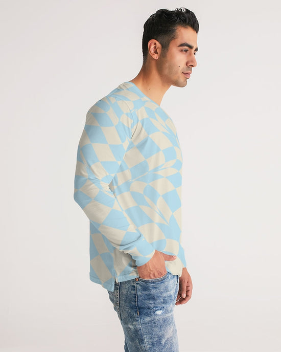 Blue & Vanilla Ripple Check Men's Long Sleeve Tee