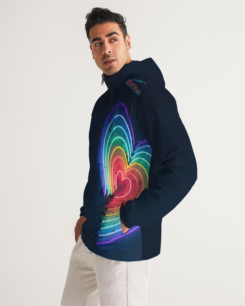 Neon Heart Rainbow Windbreaker Hooded Jacket