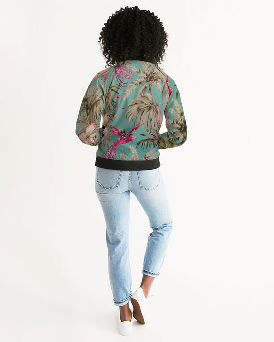 Vintage Bird & Tropical Palm Women's Bomber Jacket