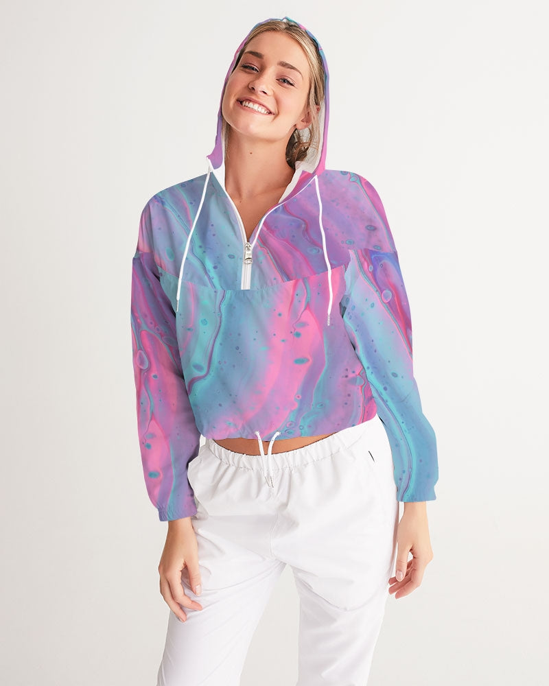 Marshmallow Marbled Women's Cropped Windbreaker Jacket