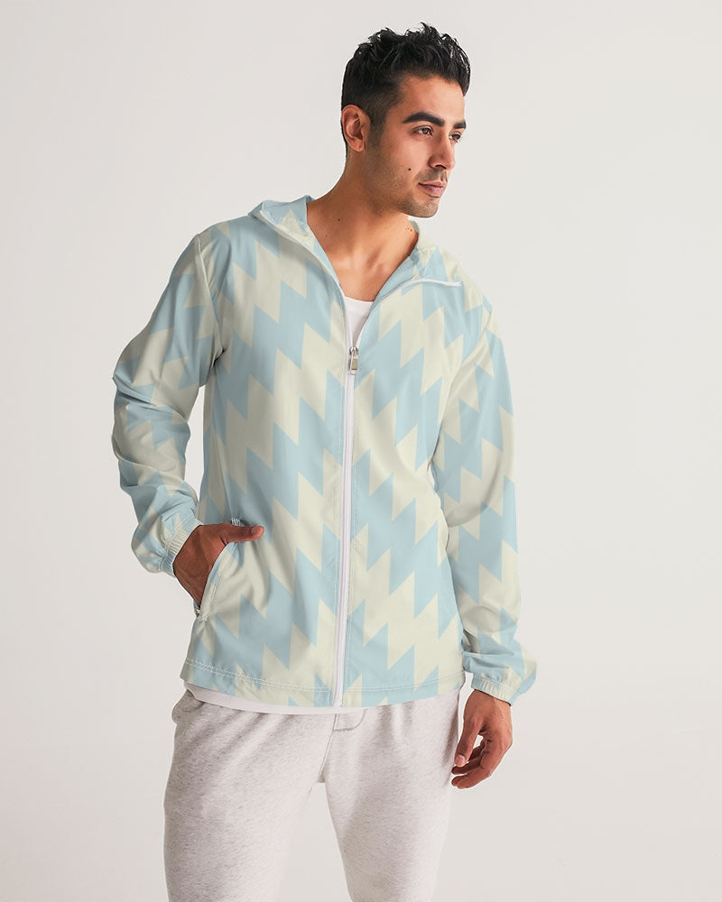 Blue Zig Zag Men's Windbreaker Jacket