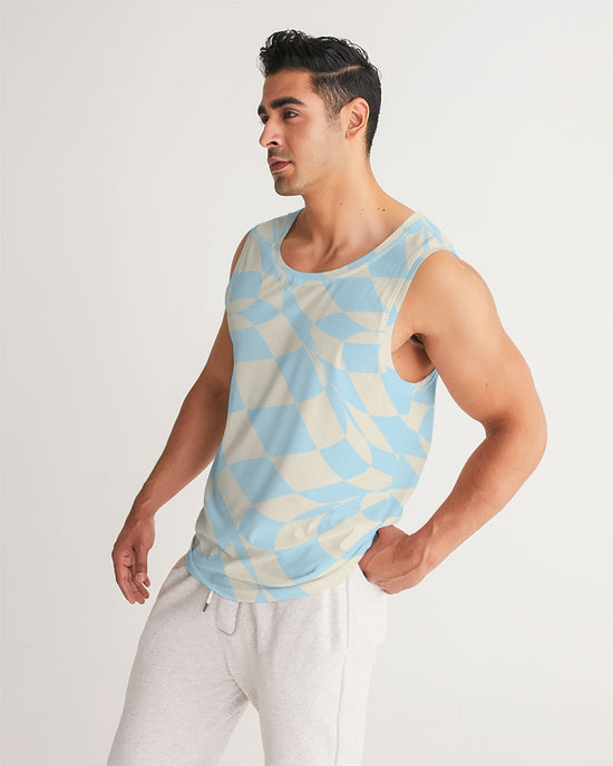 Blue & Vanilla Ripple Check Men's Sports Tank