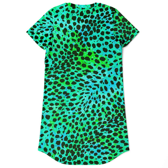 Load image into Gallery viewer, Neon Green Leopard T Shirt Dress
